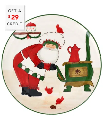 Vietri Old St. Nick Large Round Platter With Oven In Multi