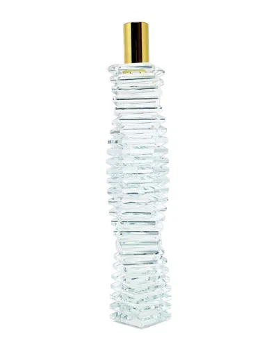 Vivience Crystal Candlestick Angular Shape With Linear Design In Transparent