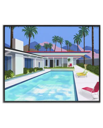 Stupell Industries Modern Pool & Palm Trees Framed Giclee Art In Multi