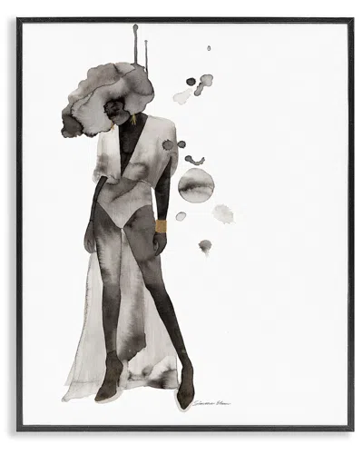 Stupell Industries Abstract Woman Illustration Framed Giclee Art In Gray