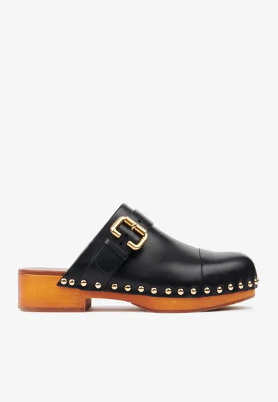 Chloé Chloè Jeannette Leather Clogs In Black