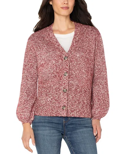 Liverpool Los Angeles Melange Cardigan In Burgundy