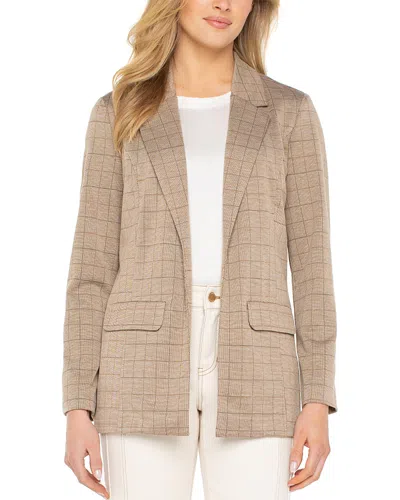 Liverpool Los Angeles Check Open Front Boyfriend Blazer In Brown