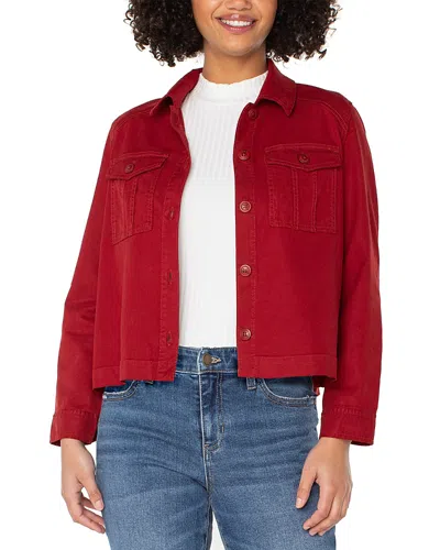 Liverpool Los Angeles Pleated Back Cropped Jacket In Red