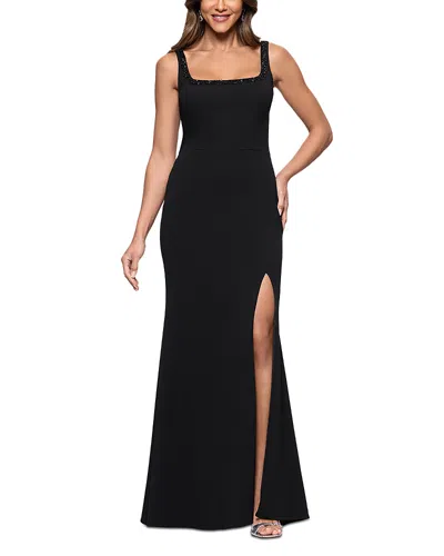 Aqua Scuba Sleeveless Gown - Exclusive In Black