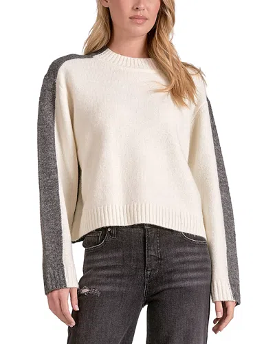 Elan Marla Color Block Sweater In Cream And Grey In Multi