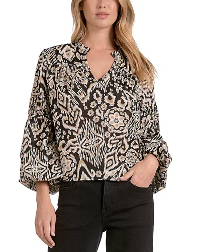 Elan Bubble Sleeve Blouse In Black Acorn In Multi