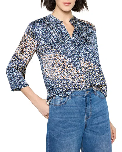 Nic + Zoe Nic+zoe Monogram Mix Button-up Top In Blue