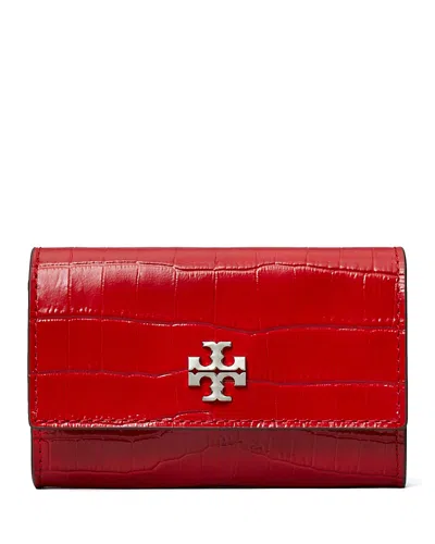 Tory Burch Kira Croc-embossed Flap Wallet In Red