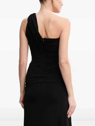Herve Leger Sofia One-shoulder Ring Top In Black