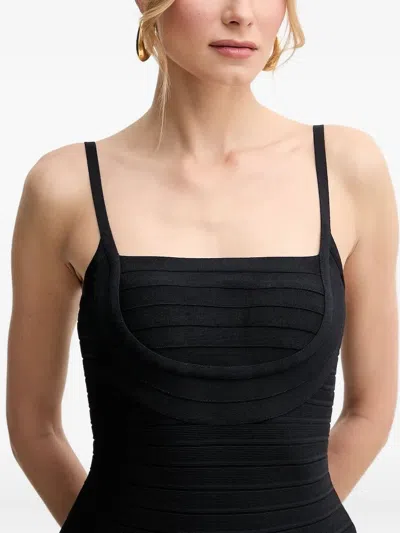 Herve Leger Womens Milly Stretch-woven Mini Dress Midnight In Black