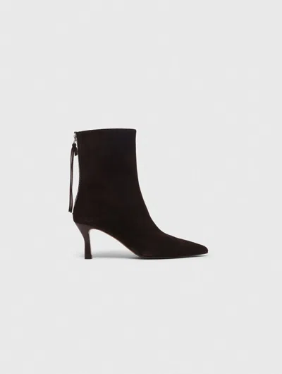 Maje 70mm Pointed-toe Zip-up Boots In Brown