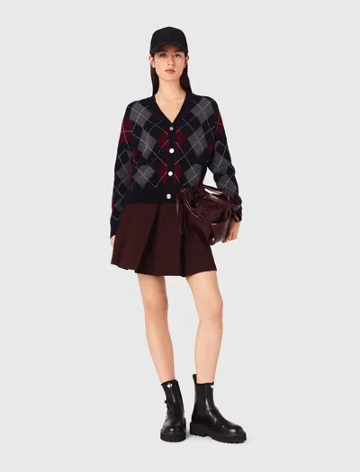 Maje Margayle Wool Rhinestone Cardigan In Blue