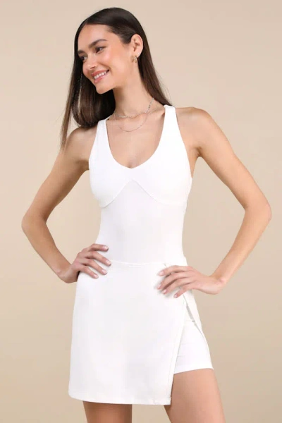 Year Of Ours Doubles White Backless Skort Romper In White