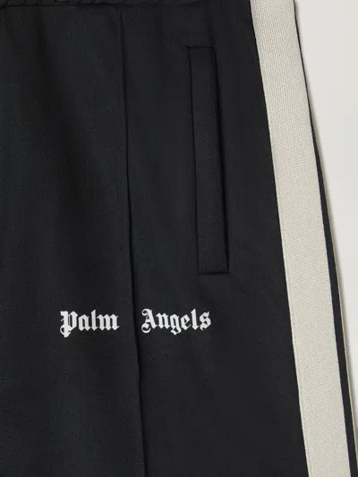 Palm Angels Kids Logo Tape Track Shorts In Black