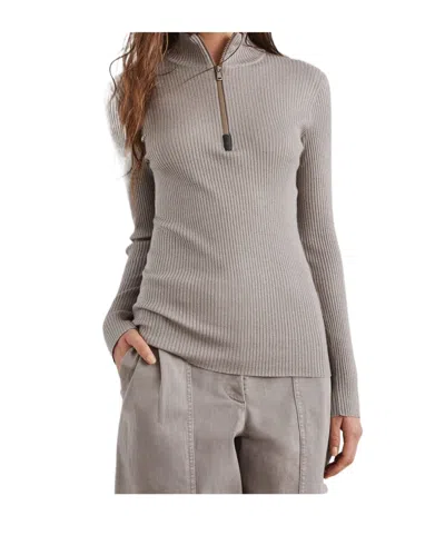 Brunello Cucinelli Turtleneck Sweater In Cashmere Blend In Brown