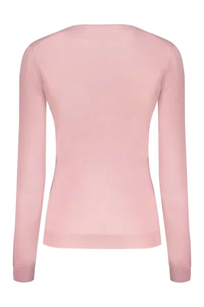 Valentino Long Sleeve Crew-neck Sweater In Pink