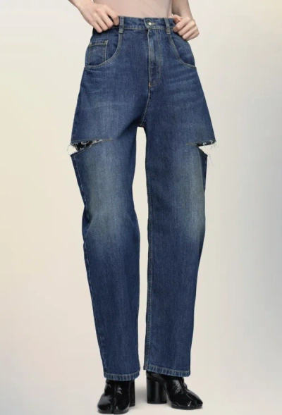 Maison Margiela Cut-out Jeans In Blue