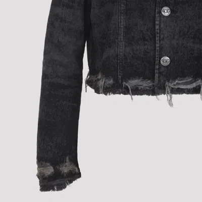 Diesel Grey Jacket With Round Neck And Frayed Edges In Cotton Blend Woman In Black