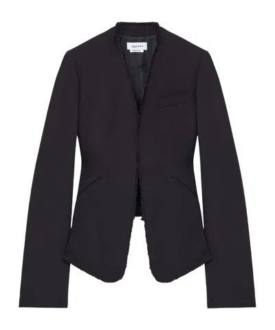Alexander Mcqueen Wool Raw-edge Tailored Jacket In Black