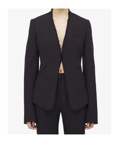 Alexander Mcqueen Wool Raw-edge Tailored Jacket In Black