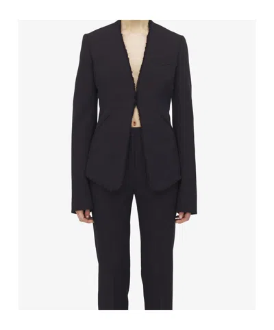 Alexander Mcqueen Wool Raw-edge Tailored Jacket In Black