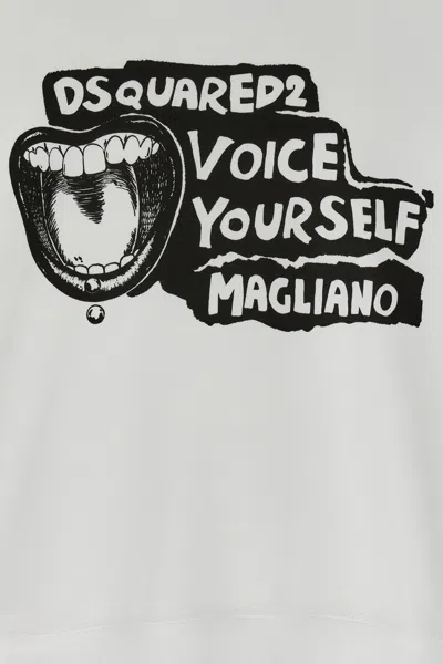 Dsquared2 D2 X Magliano White Hoodie With Drawstring Hood With Maxi Print On The Front In Cotton Man In White