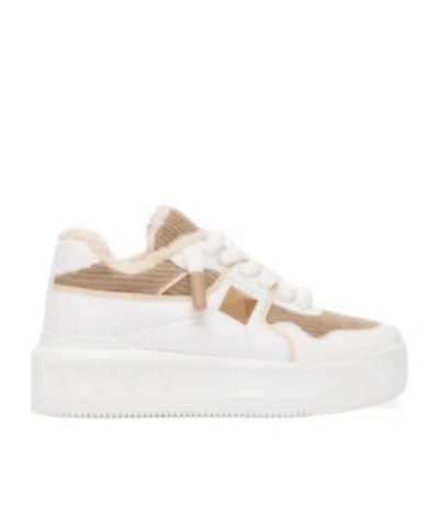 Valentino One Stud Xl Sneakers In Leather And Velvet In White