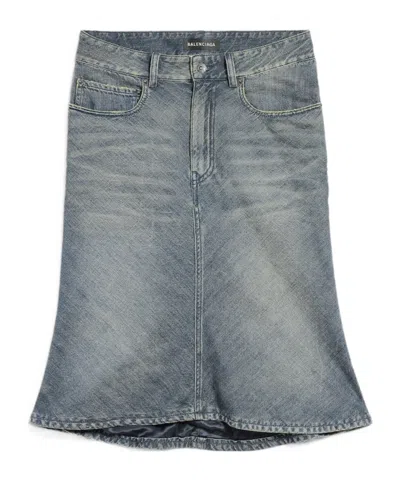 Balenciaga Godet Mini Skirt In Blue