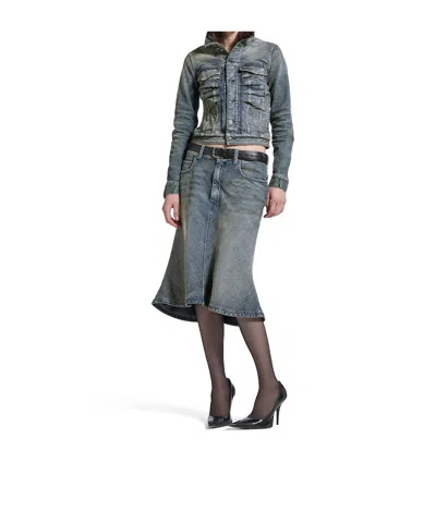 Balenciaga Godet Mini Skirt In Blue