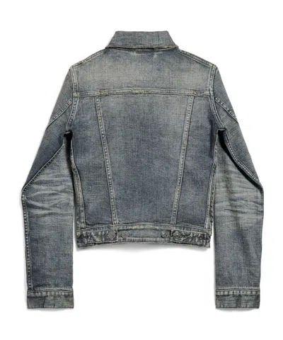 Balenciaga Washed Denim Jacket In Blue
