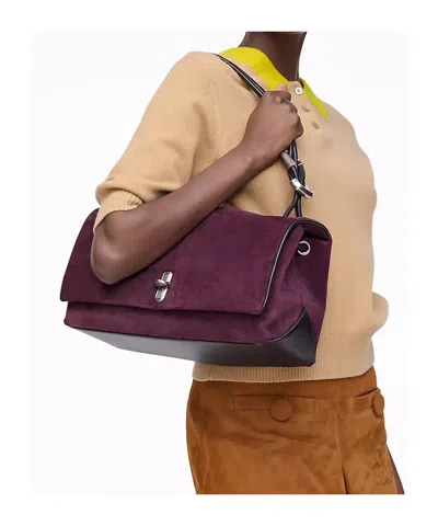 Marc Jacobs Rectangular Suede Shoulder Bag With Adjustable Strap In Red