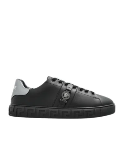 Versace Greca La Medusa-embellished Sneakers In Black