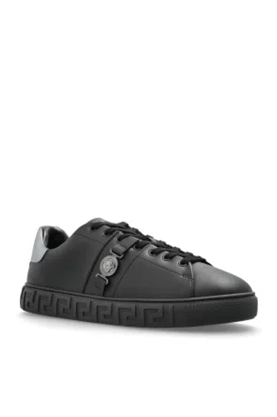 Versace Greca La Medusa-embellished Sneakers In Black