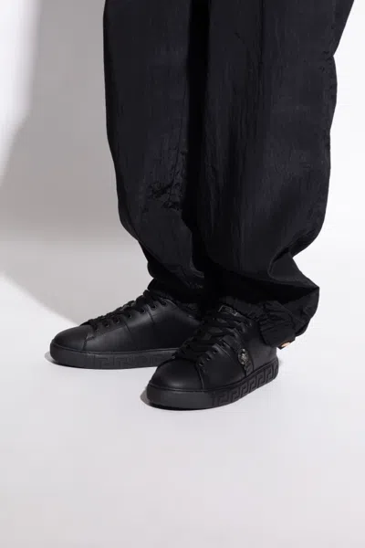 Versace Greca La Medusa-embellished Sneakers In Black