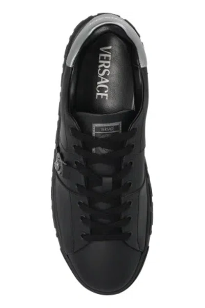 Versace Greca La Medusa-embellished Sneakers In Black