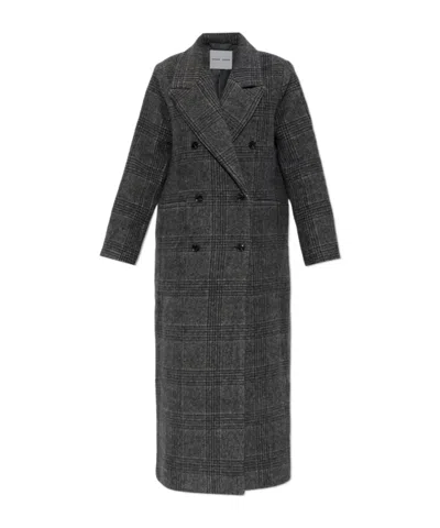 Samsoe & Samsoe Sajilla Double-breasted Checked Coat In Black