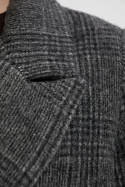 Samsoe & Samsoe Sajilla Double-breasted Checked Coat In Black