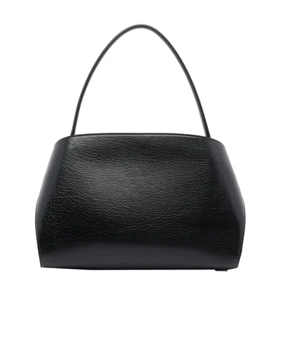 Ferragamo Hug Black Shoulder Bag With Logo Print On The Front In Leather Woman In Multi