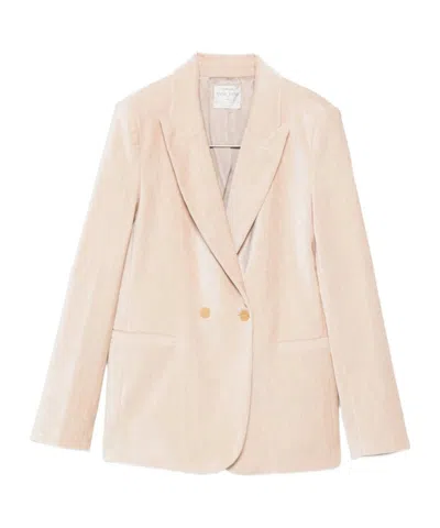 Forte Forte Double-breasted Velvet Jacket Featuring Pockets In Pink
