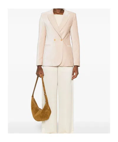 Forte Forte Double-breasted Velvet Jacket Featuring Pockets In Pink