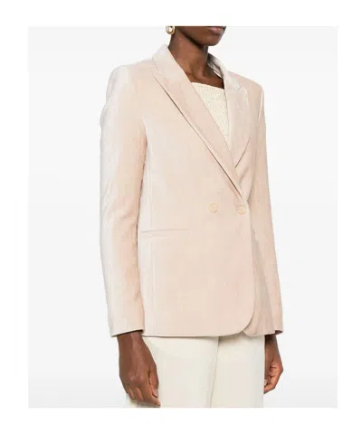 Forte Forte Double-breasted Velvet Jacket Featuring Pockets In Pink