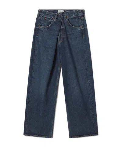 Agolde Women Blue Vana Fold Jeans, 28 Luxury Jeans For Women Darveys