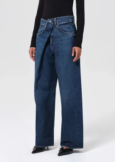 Agolde Women Blue Vana Fold Jeans, 28 Luxury Jeans For Women Darveys