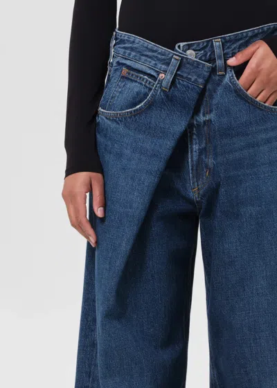 Agolde Women Blue Vana Fold Jeans, 28 Luxury Jeans For Women Darveys