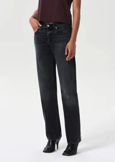 Agolde Denim Trousers With Belt Loops In Black