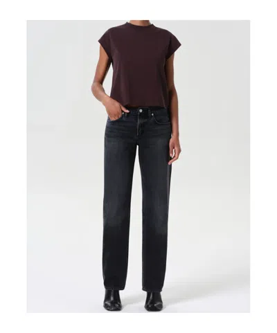 Agolde Denim Trousers With Belt Loops In Black