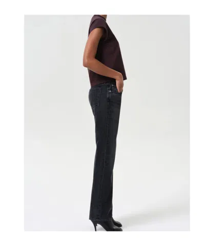 Agolde Denim Trousers With Belt Loops In Black