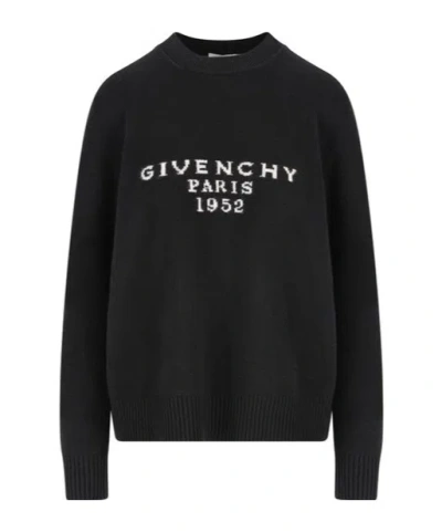 Givenchy Womens Black Brand-intarsia Round-neck Wool And Cashmere Sweater