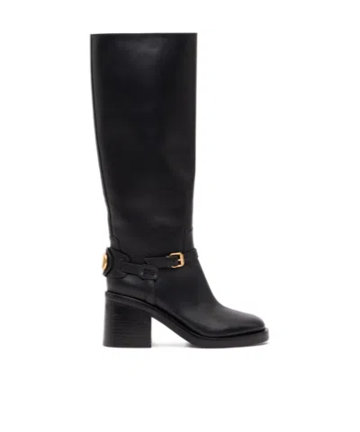 Valentino Garavani Vlogo Signature 80 Embellished Leather Knee Boots In Black